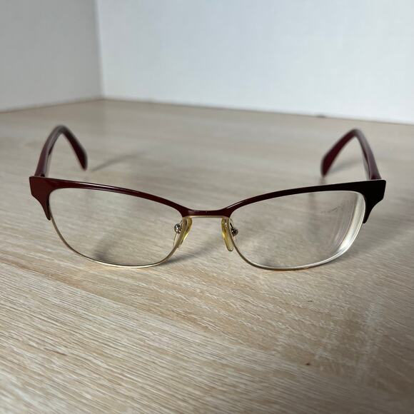 Prada VPR65R UAN-1O1 Eyeglasses Red Gold Frames Made in Italy 53-16-140 - Picture 2 of 10